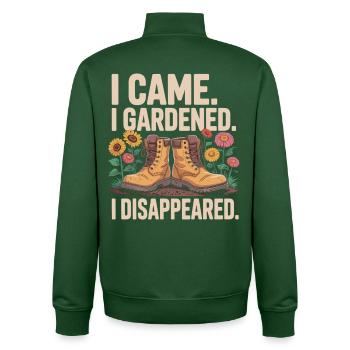 Gardening motivation with boots - Unisex Organic Zip Sweatshirt by Stanley/Stella - bottle green - Back - AI Model Male 185 dark (185cm)