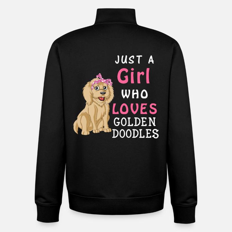 Golden Doodle Love Girl Design - Sweat zippé unisexe en coton bio Stanley/Stella - noir