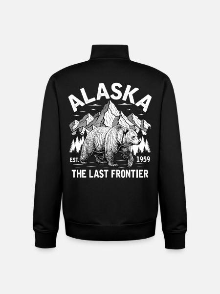 Alaska Mountain Bear Illustration - Unisex Organic Zip Sweatshirt by Stanley/Stella - black