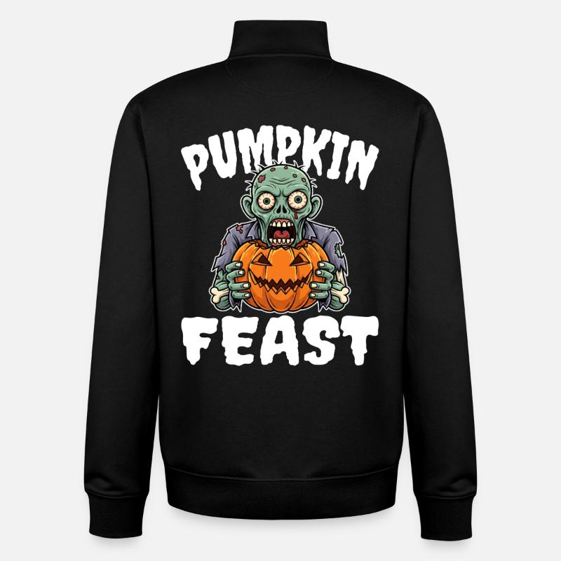 FESTIN DE CITROUILLE - ZOMBIE HALLOWEEN - Sweat zippé unisexe en coton bio Stanley/Stella - noir
