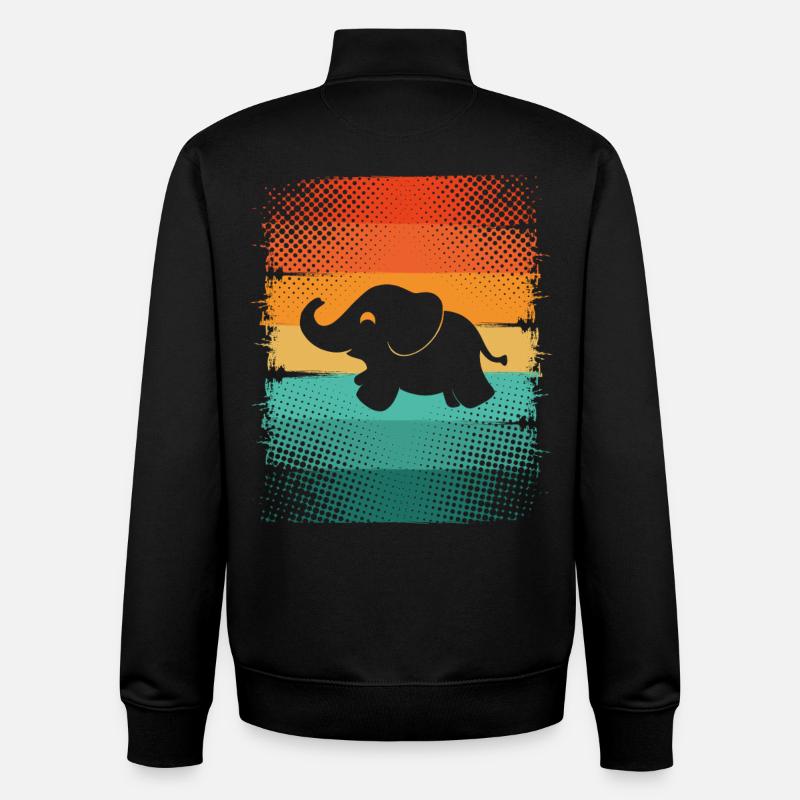 Éléphant - Sweat zippé unisexe en coton bio Stanley/Stella - noir