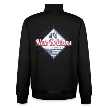 New Orleans City, Louisiana, United States, USA - Unisex Organic Zip Sweatshirt by Stanley/Stella - black - Back - AI Model Male 185 light (185cm)