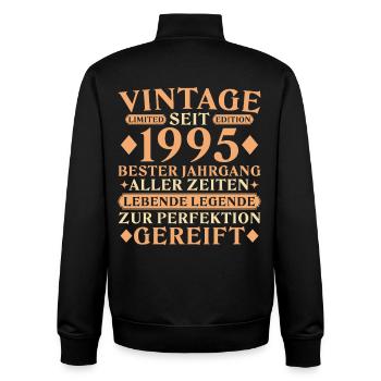 Vintage 1995 Jahrgang - 30. Geburtstag - Unisex Organic Zip Sweatshirt von Stanley/Stella - Schwarz - Hinten - AI Model Male 185 light (185cm)
