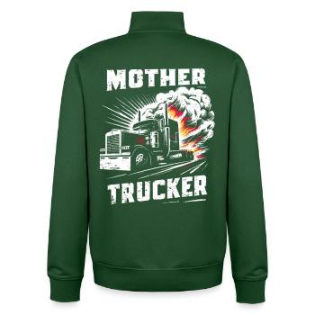 Mother Trucker Firetruck Illustration Truck Driver - Unisex Organic Zip Sweatshirt by Stanley/Stella - bottle green - Back - AI Model Male 185 dark (185cm)