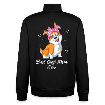 Süße Corgi Mama Statement Muttertagsgeschenk - Unisex Organic Zip Sweatshirt von Stanley/Stella - Schwarz - Hinten - AI Model Male 185 light (185cm)