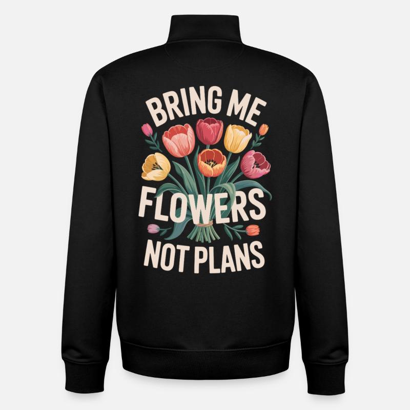 Blumenstrauß mit Wunschtext - Unisex Organic Zip Sweatshirt von Stanley/Stella - Schwarz
