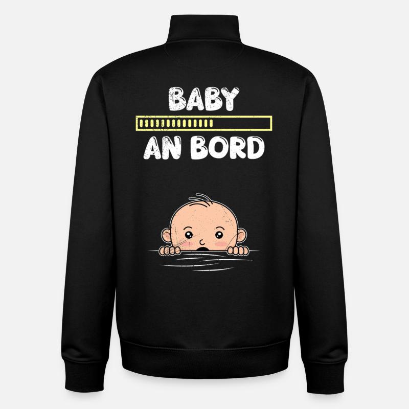Femmes enceintes BÉBÉ À BORD Drôle - Sweat zippé unisexe en coton bio Stanley/Stella - noir