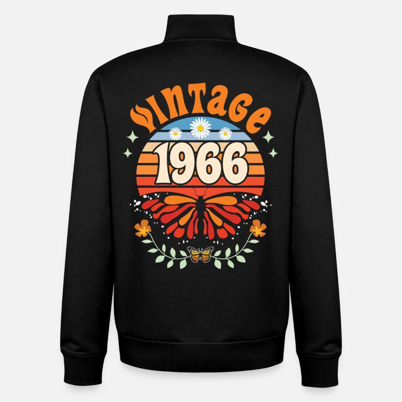 1966 Papillon 60 Ans Anniversaire Femme - Sweat zippé unisexe en coton bio Stanley/Stella - noir