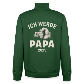Je serai papa en 2029 - Sweat zippé unisexe en coton bio Stanley/Stella - vert bouteille - Dos - AI Model Male 185 dark (185cm)