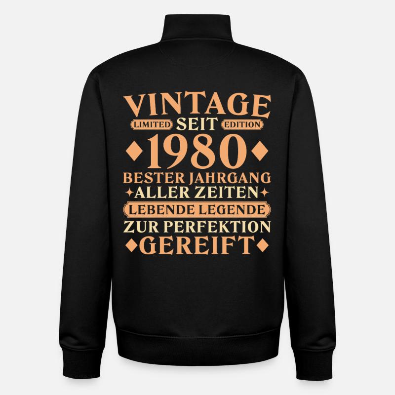 Millésime 1980 - 45e anniversaire - Sweat zippé unisexe en coton bio Stanley/Stella - noir