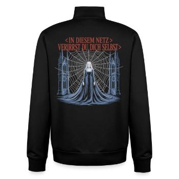 Gothic Web Quote Shirt – Dark Fantasy - Unisex Organic Zip Sweatshirt von Stanley/Stella - Schwarz - Hinten - AI Model Male 185 light (185cm)