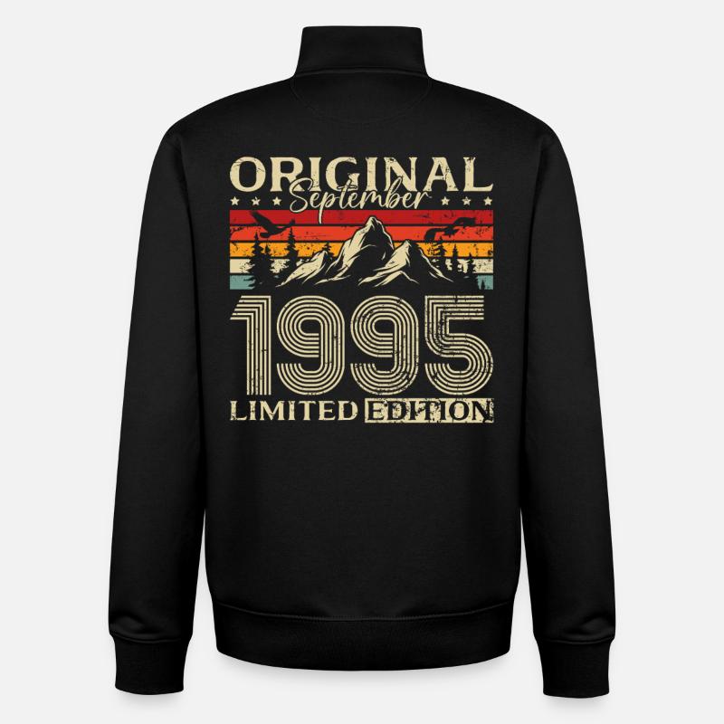 30ème Anniversaire Millésime Septembre Millésime 1995 - Sweat zippé unisexe en coton bio Stanley/Stella - noir