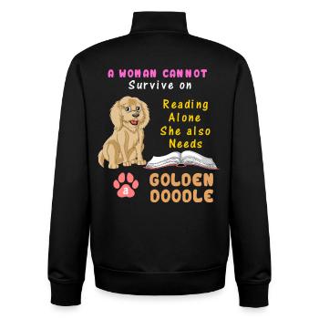 Bücher und Goldendoodle – Hundeliebhaber Frau Design - Unisex Organic Zip Sweatshirt von Stanley/Stella - Schwarz - Hinten - AI Model Male 185 light (185cm)