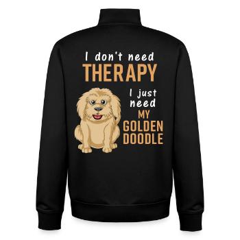 Ich brauche keine Therapie – nur mein goldenes Doodle - Unisex Organic Zip Sweatshirt von Stanley/Stella - Schwarz - Hinten - AI Model Male 185 light (185cm)