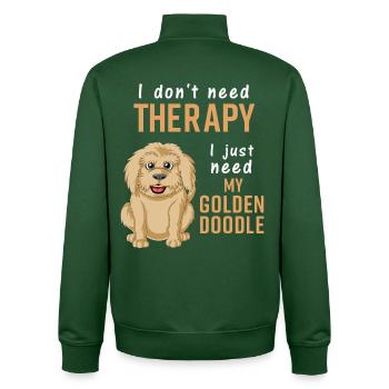 Ich brauche keine Therapie – nur mein goldenes Doodle - Unisex Organic Zip Sweatshirt von Stanley/Stella - Flaschengrün - Hinten - AI Model Male 185 dark (185cm)