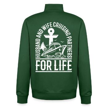 Husband and Wife Cruising partners for life - Unisex Organic Zip Sweatshirt by Stanley/Stella - bottle green - Back - AI Model Male 185 dark (185cm)