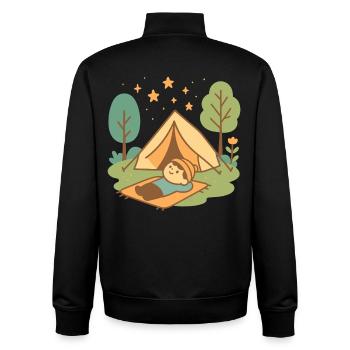 Lustiges Abenteuer Camping Unter Sternen - Unisex Organic Zip Sweatshirt von Stanley/Stella - Schwarz - Hinten - AI Model Male 185 light (185cm)