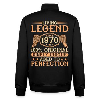Living legend born since 1970 - 55th birthday - Unisex Organic Zip Sweatshirt by Stanley/Stella - black - Back - AI Model Male 185 light (185cm)