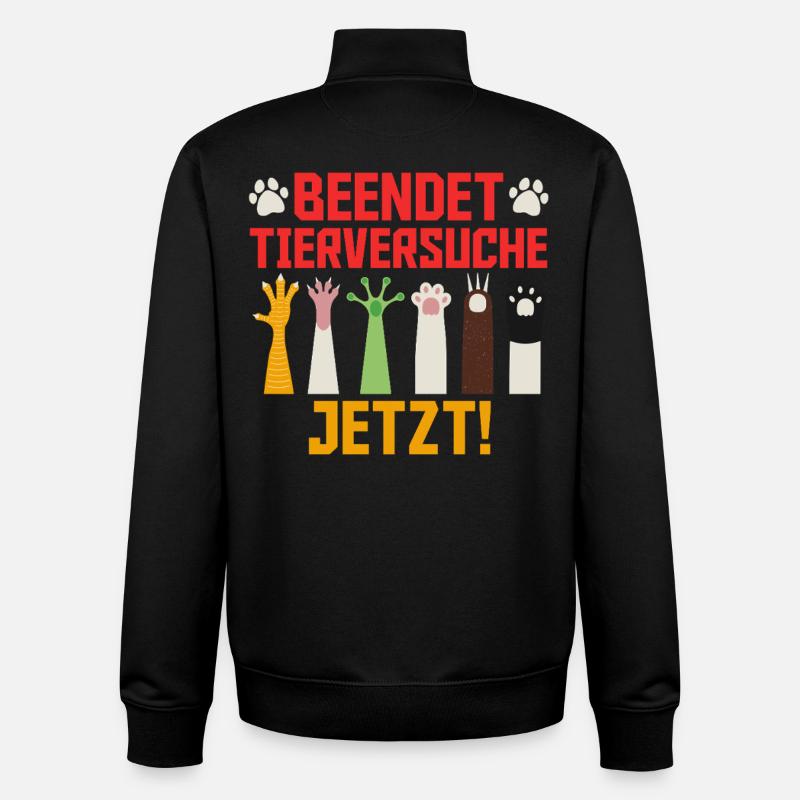 Tierwohl BEENDET TIERVERSUCHE JETZT LUSTIG - Unisex Organic Zip Sweatshirt von Stanley/Stella - Schwarz