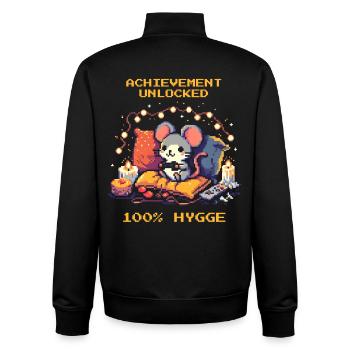 Achievement unlocked: 100% Hygge - Unisex Organic Zip Sweatshirt by Stanley/Stella - black - Back - AI Model Male 185 light (185cm)
