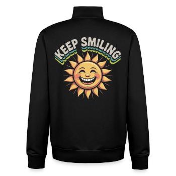 Smiling sun graphic with message - Unisex Organic Zip Sweatshirt by Stanley/Stella - black - Back - AI Model Male 185 light (185cm)