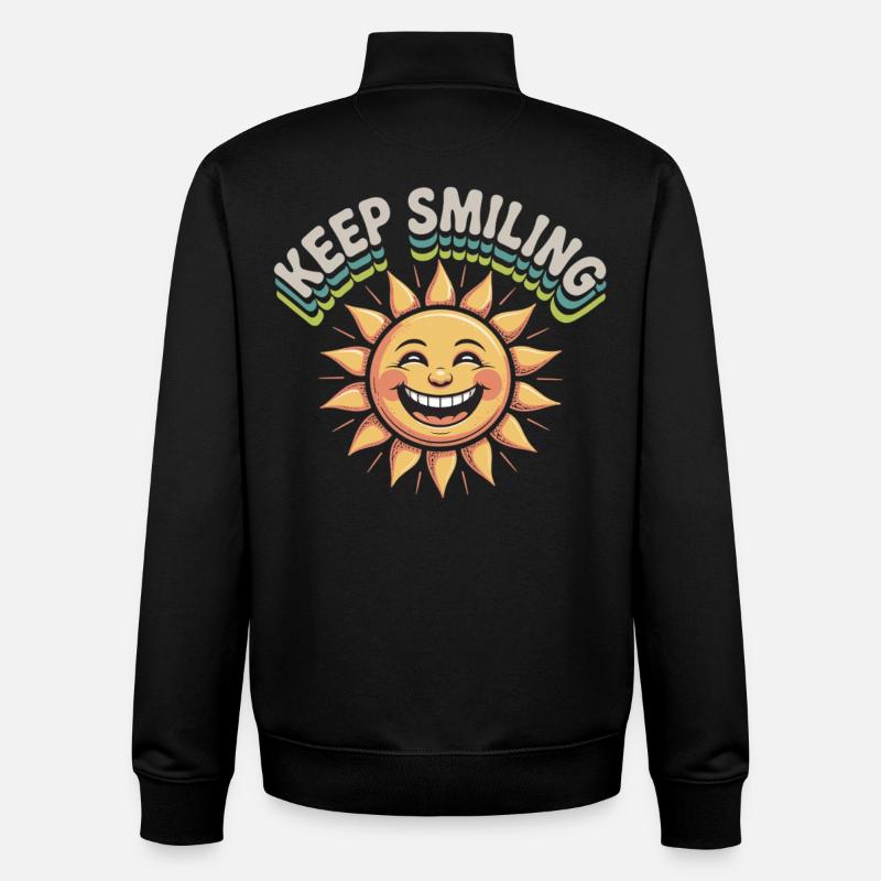 Smiling sun graphic with message - Unisex Organic Zip Sweatshirt by Stanley/Stella - black