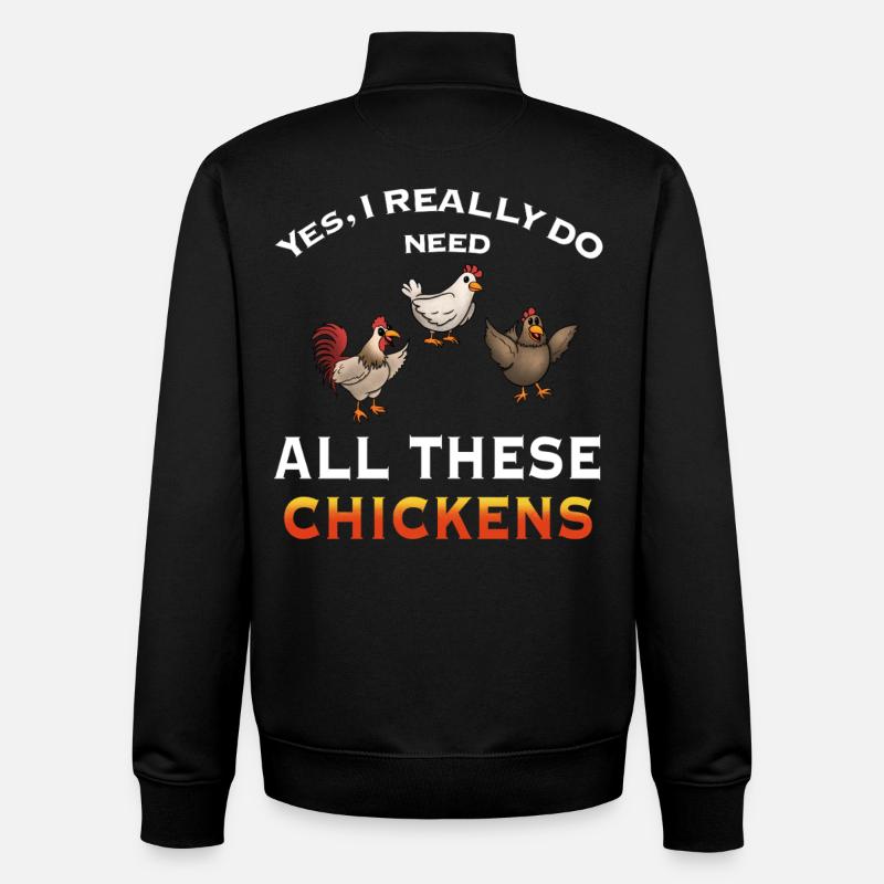 Humorous Chicken Illustration Statement - Unisex Organic Zip Sweatshirt by Stanley/Stella - black