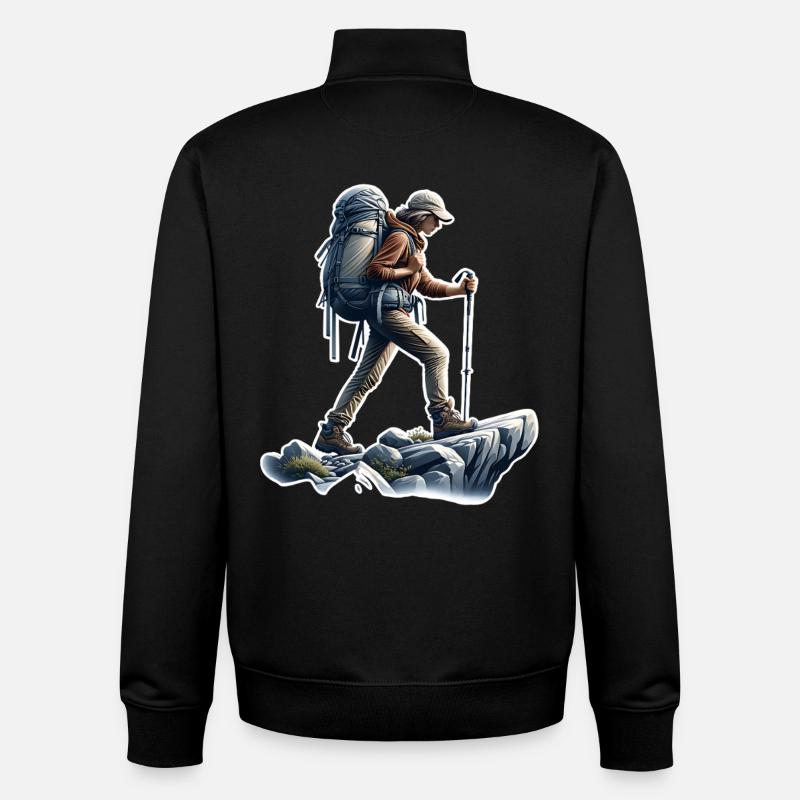 Alpinisme Randonnée - Sweat zippé unisexe en coton bio Stanley/Stella - noir