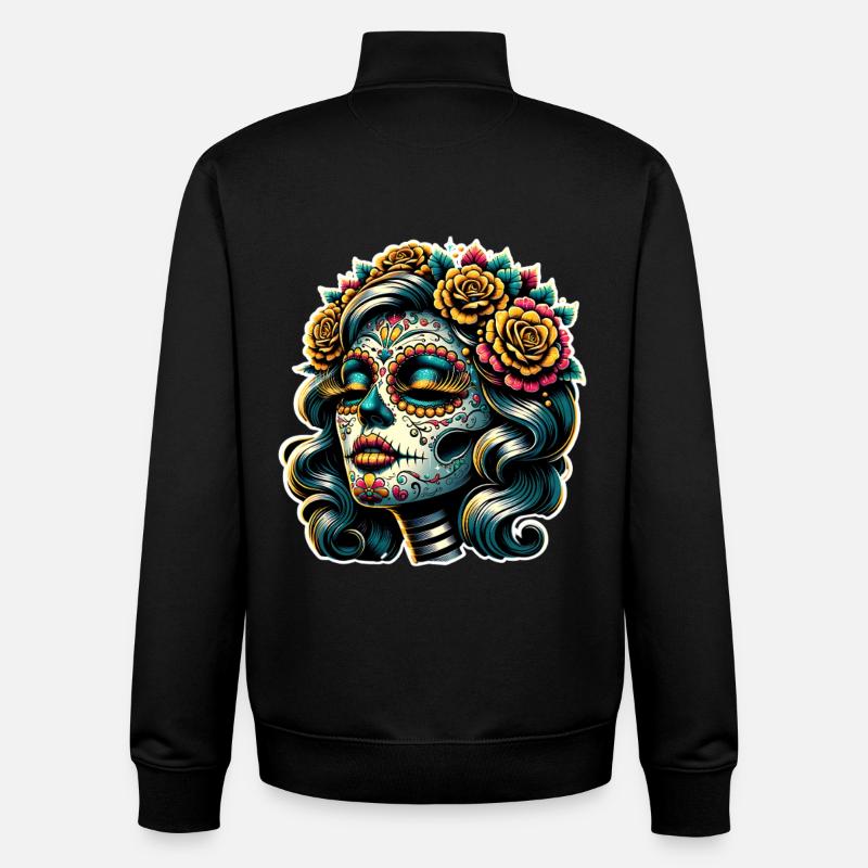 La Catrina - Sweat zippé unisexe en coton bio Stanley/Stella - noir