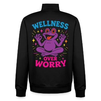 Wellness Over Worry Mindfulness affirmation - Unisex Organic Zip Sweatshirt by Stanley/Stella - black - Back - AI Model Male 185 light (185cm)