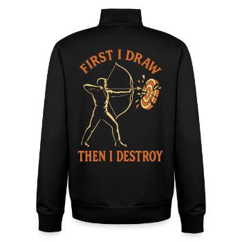 First I pull and then I destroy archery - Unisex Organic Zip Sweatshirt by Stanley/Stella - black - Back - AI Model Male 185 light (185cm)