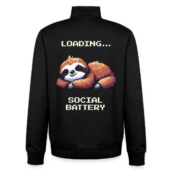 Social Battery Charges | Introverted Humor - Unisex Organic Zip Sweatshirt by Stanley/Stella - black - Back - AI Model Male 185 light (185cm)