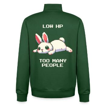 Few HP, too many people | Introverted Humor - Unisex Organic Zip Sweatshirt by Stanley/Stella - bottle green - Back - AI Model Male 185 dark (185cm)