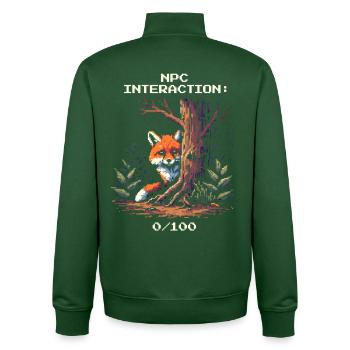 NPC Interaction: 0/100 | Introversion humor - Unisex Organic Zip Sweatshirt by Stanley/Stella - bottle green - Back - AI Model Male 185 dark (185cm)