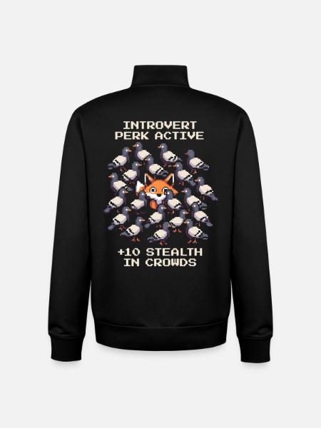 Perk active: +10 Camouflage | Introverted - Unisex Organic Zip Sweatshirt by Stanley/Stella - black