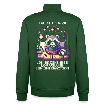 IRL: dunkel, leise, wenig Kontakt | Introversion - Unisex Organic Zip Sweatshirt von Stanley/Stella - Flaschengrün - Hinten - AI Model Male 185 dark (185cm)