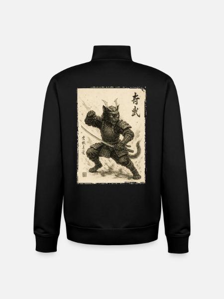 Samurai Katze, Japanischer Krieger & Kämpfer - Unisex Organic Zip Sweatshirt von Stanley/Stella - Schwarz