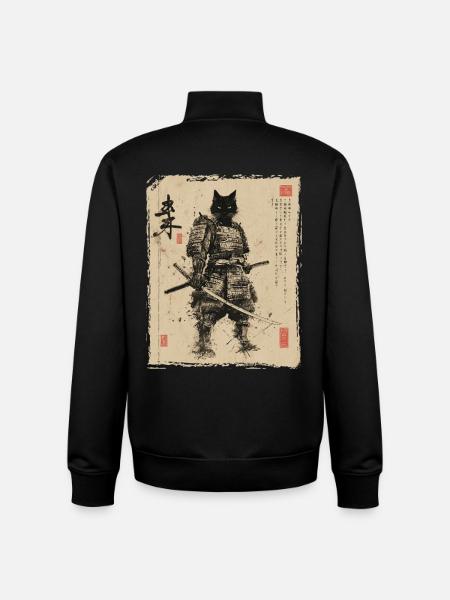 Samurai Katze, Japanischer Krieger & Kämpfer - Unisex Organic Zip Sweatshirt von Stanley/Stella - Schwarz