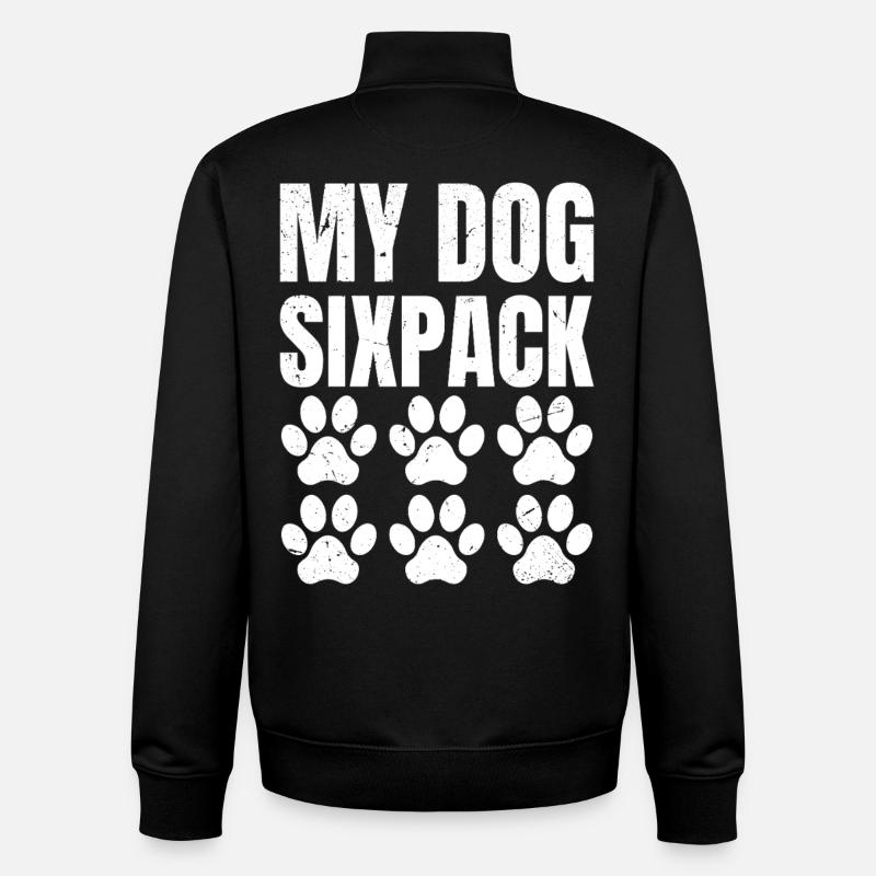 my dog six pack retro - Unisex Organic Zip Sweatshirt von Stanley/Stella - Schwarz