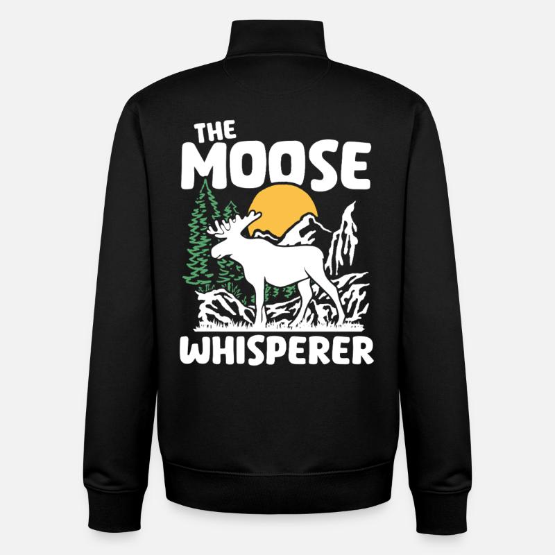 Moose Nature Silhouette Design - Unisex Organic Zip Sweatshirt by Stanley/Stella - black