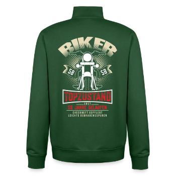 58. Geburtstag Motorradfahrer Motorrad - Unisex Organic Zip Sweatshirt von Stanley/Stella - Flaschengrün - Hinten - AI Model Male 185 dark (185cm)