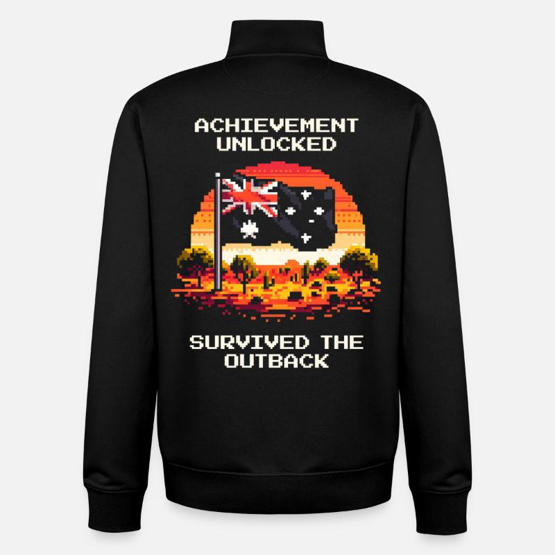 Achievement: Outback Survived | Australia - Unisex Organic Zip Sweatshirt by Stanley/Stella - black