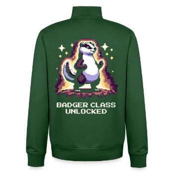 Classe Blaireau débloquée | Blaireau, humour RPG - Sweat zippé unisexe en coton bio Stanley/Stella - vert bouteille - Dos - AI Model Male 185 dark (185cm)