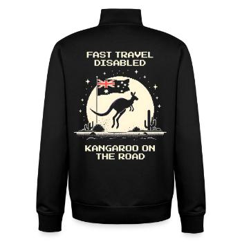 Kangaroo on the way in retro design - Unisex Organic Zip Sweatshirt by Stanley/Stella - black - Back - AI Model Male 185 light (185cm)