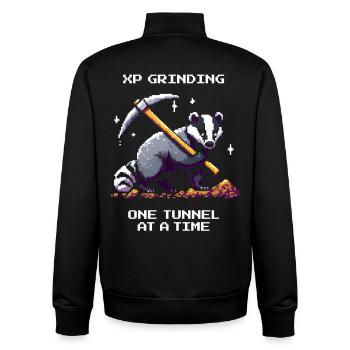 XP farmen – Tunnel für Tunnel | Dachs Buddeln Wald - Unisex Organic Zip Sweatshirt von Stanley/Stella - Schwarz - Hinten - AI Model Male 185 light (185cm)