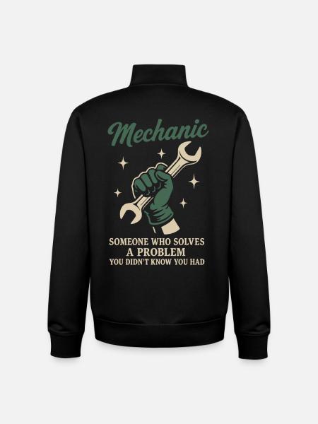 Mechanic Problem Solver Garage Funny Saying - Unisex Organic Zip Sweatshirt by Stanley/Stella - black