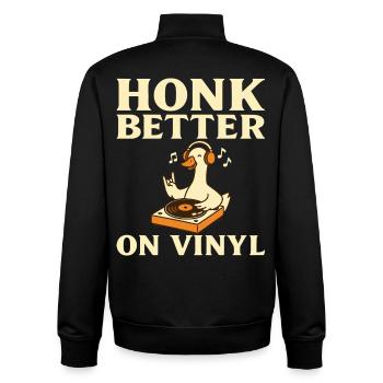vinyl, vinyl collector, record store, amateur - Unisex Organic Zip Sweatshirt by Stanley/Stella - black - Back - AI Model Male 185 light (185cm)