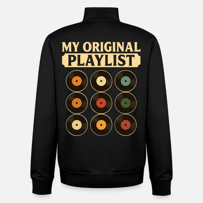Humour Collectionneur De Vinyles - Sweat zippé unisexe en coton bio Stanley/Stella - noir