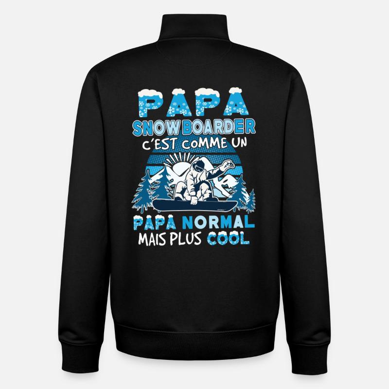 Papa Snowboarder  - Sweat zippé unisexe en coton bio Stanley/Stella - noir