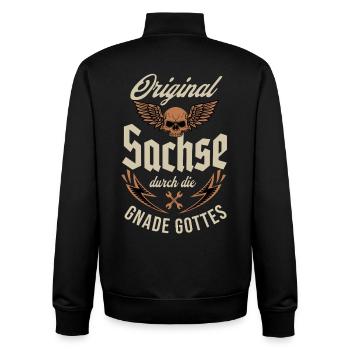 Saxe, par la grâce de Dieu, Saxe - Sweat zippé unisexe en coton bio Stanley/Stella - noir - Dos - AI Model Male 185 light (185cm)